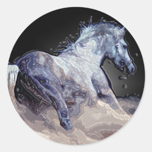 Horse in Action Classic Round Sticker