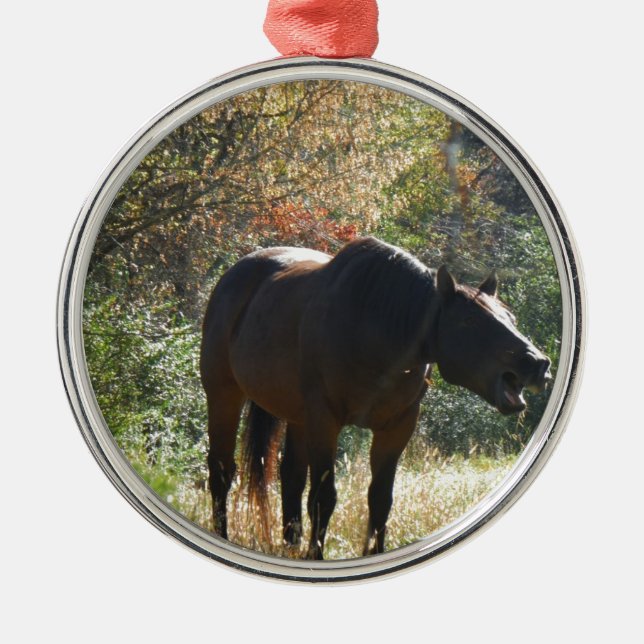 Horse in Autumn Metal Ornament (Front)
