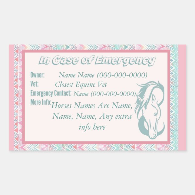 Horse In Case of Emergency Rectangular Sticker (Front)
