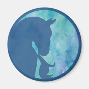 Horse in Circle - Blue Magnet