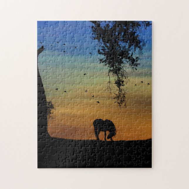 Horse in Coloured Sky and Oak Tree Jigsaw Puzzle (Vertical)