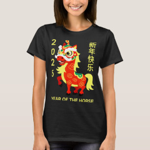 Horse in cute lion mask costume lunar new year T-Shirt