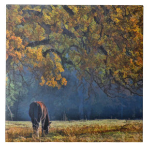 Horse in Fall Colours Art Tile