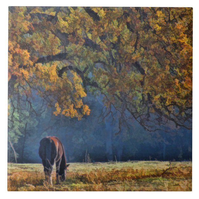 Horse in Fall Colours Art Tile (Front)