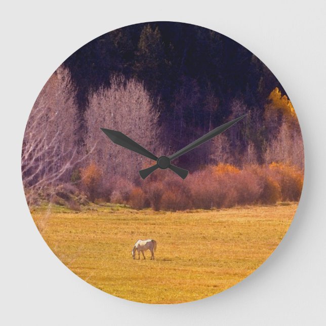 Horse In Fall I Large Clock (Front)