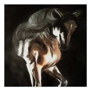 Horse In Flaxen Chestnut Brown On Black Poster