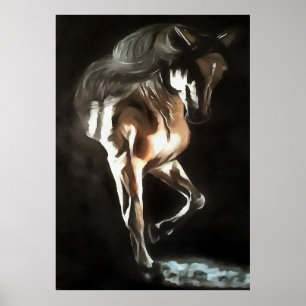 Horse In Flaxen Chestnut Brown On Black Poster