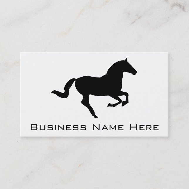 Horse In Galop Black Silhouette Business Card (Front)