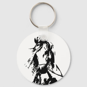 Horse in Halter Button Keychain