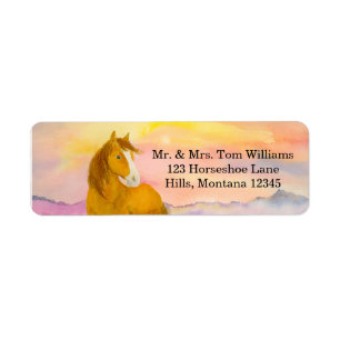 Horse in Lavender Field During Sunset Address Return Address Label