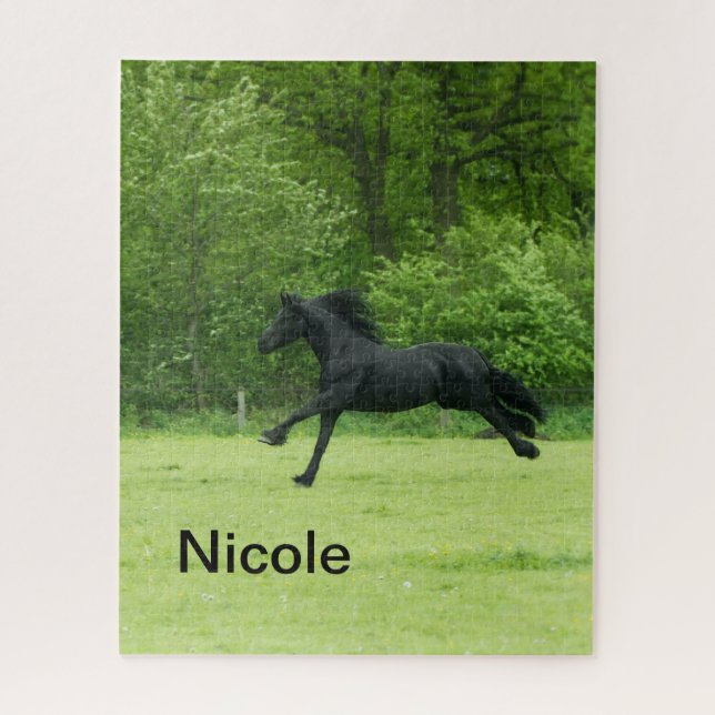 Horse in Paddock and farm horse lover, custom name Jigsaw Puzzle (Vertical)