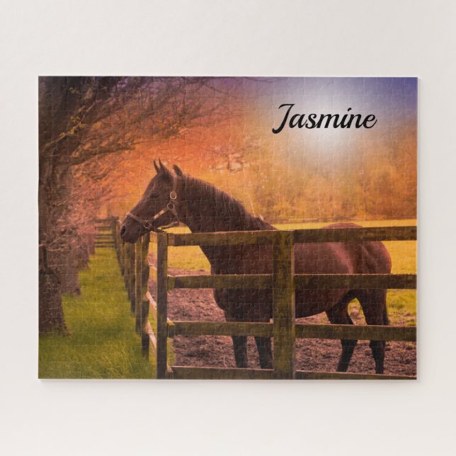 Horse in Paddock Personalized Jigsaw Puzzle (Horizontal)