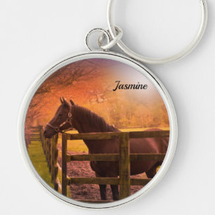 Horse in Paddock Personalized Key Ring