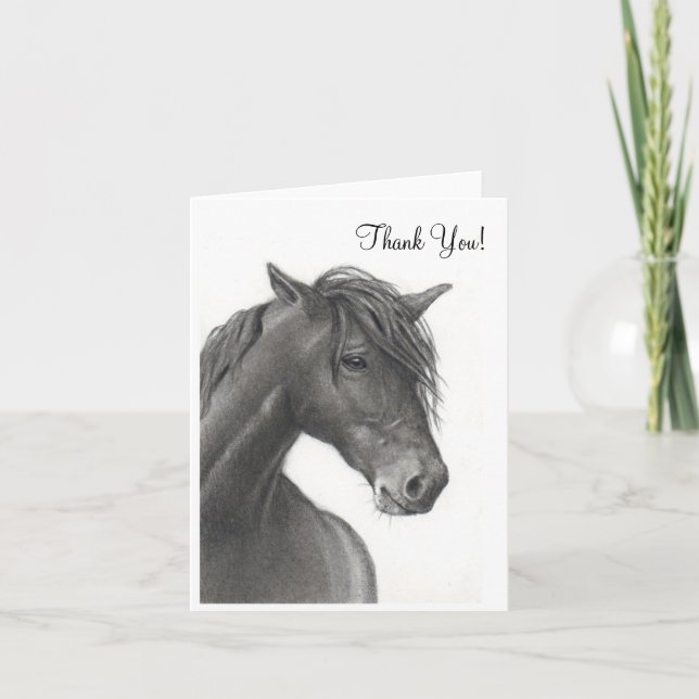 HORSE IN PENCIL: THANK YOU CARD (Front)