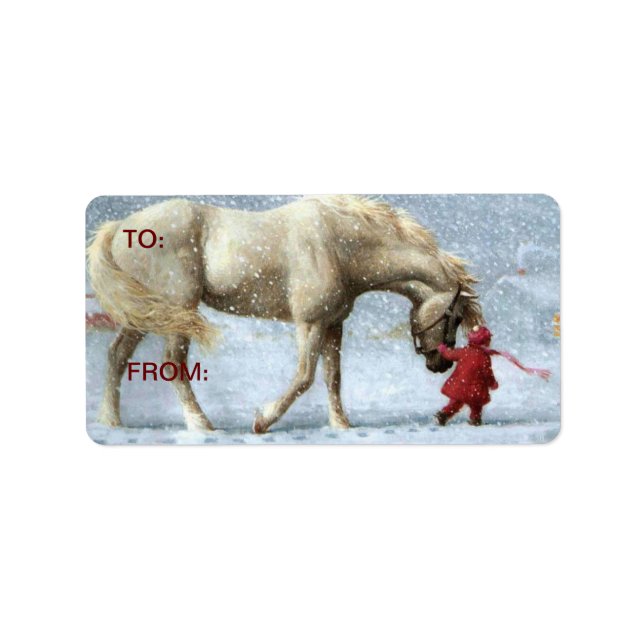 Horse in Snow Gift Stickers (Front)