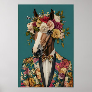 Horse In Suit Poster, Horse Portrait, Horse Oil Poster