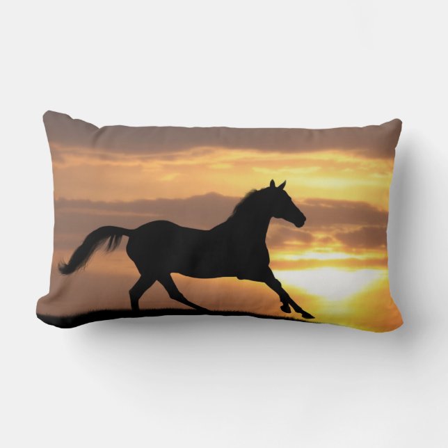 Horse In Sunset Lumbar Cushion (Front)