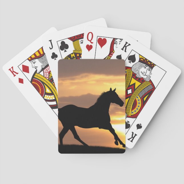 Horse In Sunset Playing Cards (Back)