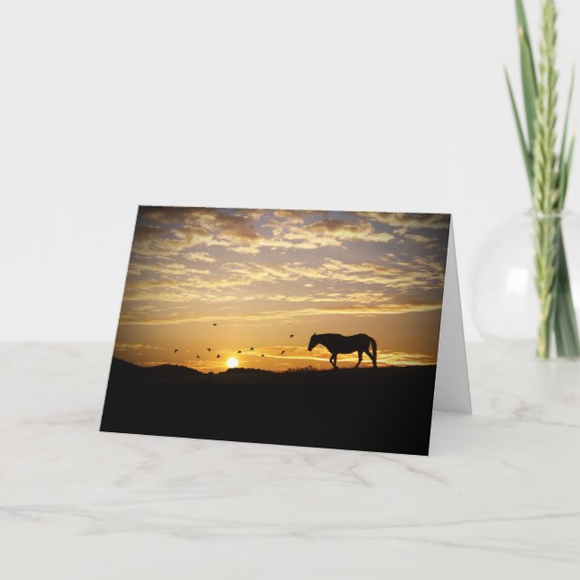 Horse in sunset sympathy card (Front)