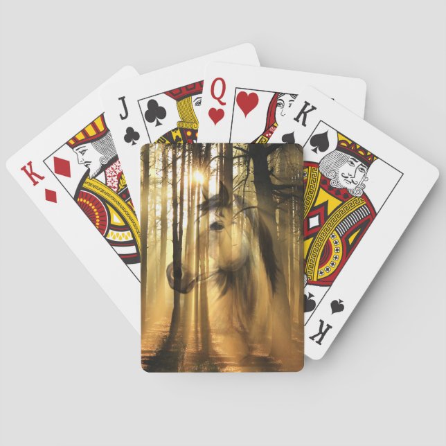 Horse in sunshine woods playing cards (Back)