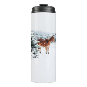 HORSE IN THE FALLING SNOW THERMAL TUMBLER