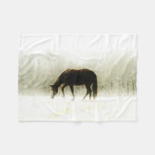 horse in the mist fleece blanket