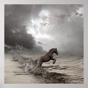 Horse in the waves, Paper poster (chechmate)