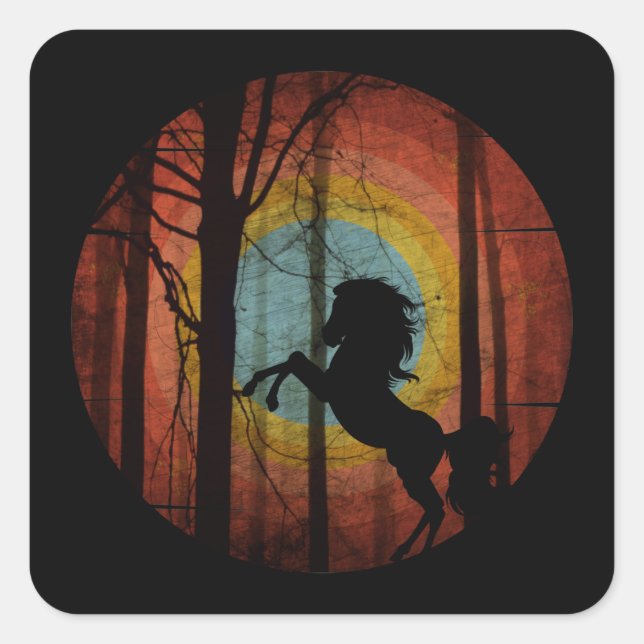 HORSE IN THE WOODS FOREST SQUARE STICKER (Front)