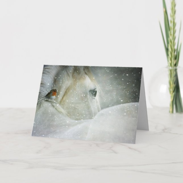 horse in winter greeting card (Front)