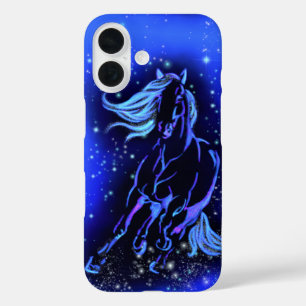 Horse iPhone Case Running In Blue Moonlight Night