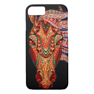 Horse jewel mosaic colourful cowgirl black red bro Case-Mate iPhone case