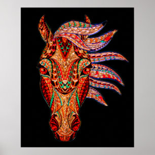 Horse jewel mosaic colourful cowgirl equestrian poster