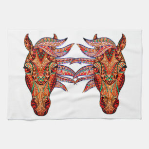 Horse jewel mosaic colourful cowgirl equestrian tea towel