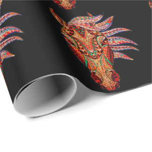 Horse jewel mosaic colourful cowgirl equestrian wrapping paper