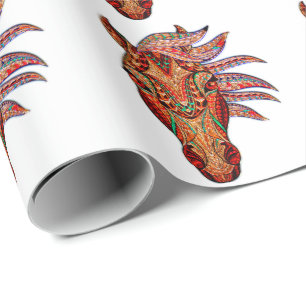 Horse jewel mosaic colourful cowgirl equestrian wrapping paper