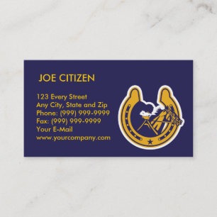 horse jockey racing horseshoe business card