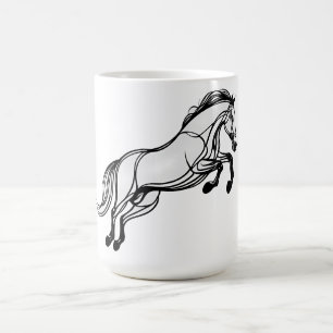 Horse Jump Black And White Doodle Coffee Mug