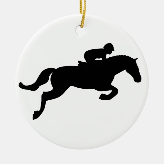 Horse Jump Ceramic Tree Decoration (Front)