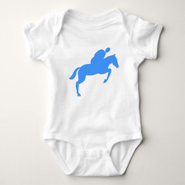 Horse Jumping - Baby Blue Baby Bodysuit (Front)