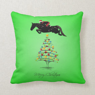 Horse Jumping Christmas Cushion