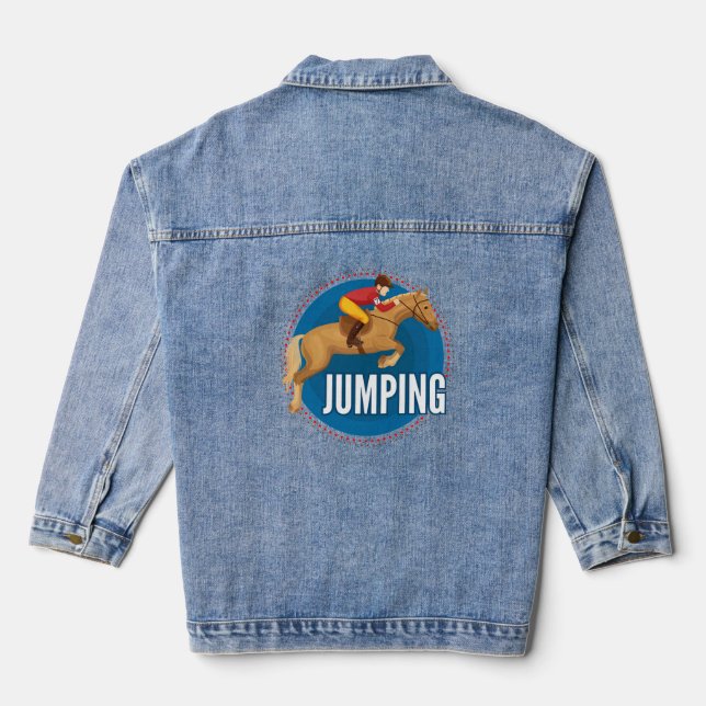 Horse Jumping  Denim Jacket (Back)