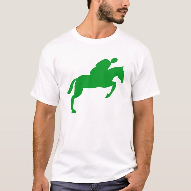 Horse Jumping - Grass Green T-Shirt (Front)