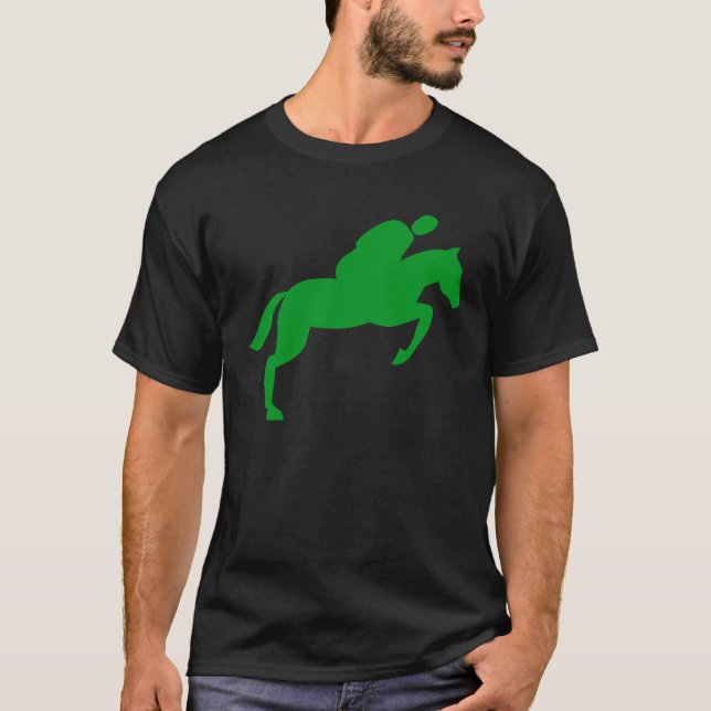 Horse Jumping - Grass Green T-Shirt (Front)