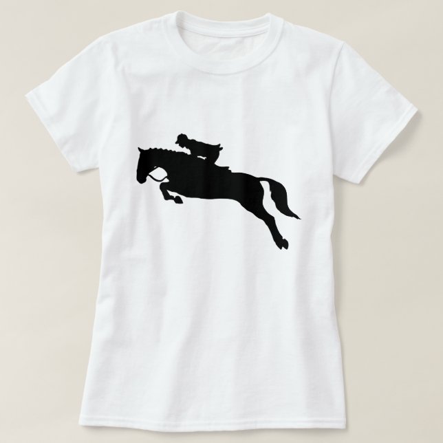 Horse Jumping Hunt Seat Equestrian Silhouette T-Shirt (Design Front)
