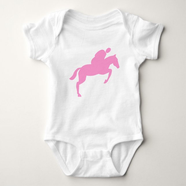 Horse Jumping - Pink Baby Bodysuit (Front)
