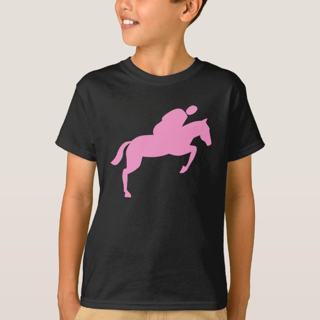 Horse Jumping - Pink T-Shirt (Front)