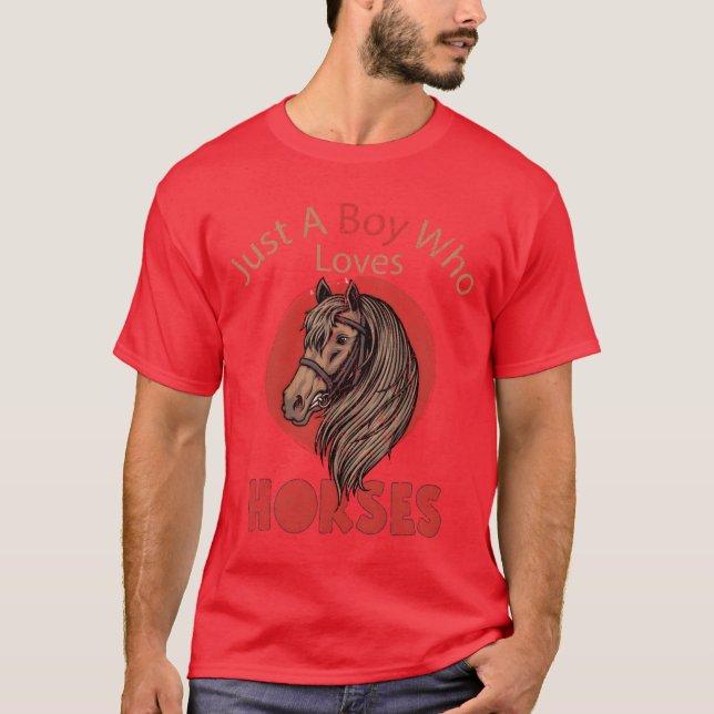 Horse Just A Boy Who Loves Horses retro T-Shirt (Front)