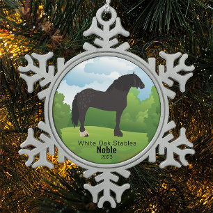 Horse Keepsake Customisable Breed and Text Snowflake Pewter Christmas Ornament