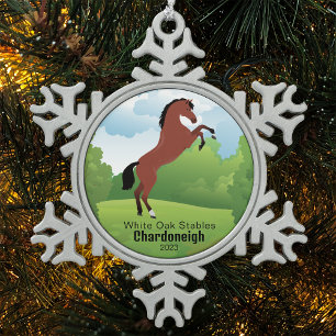 Horse Keepsake with Customizable Breed and Text Snowflake Pewter Christmas Ornament