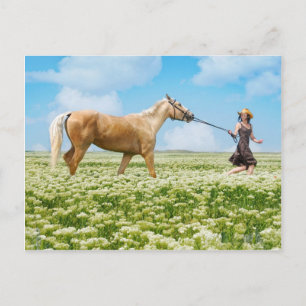 Horse Led By Girl Postcard